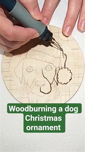 Woodburning a Dog Christmas ornament #artvideo #stonemarstudio #pyrography #woodburning #ornaments