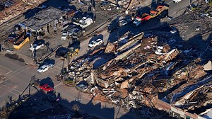 Drone footage shows damage done by tornado to Kentucky city of Mayfield