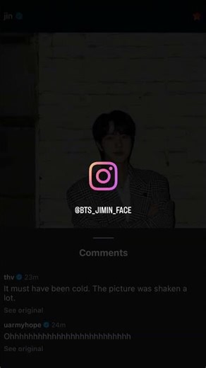Hobi and Taehyung’s comment under Jin’s Instagram post 😍😍💜#bts #jin #v #jhope #btsarmy