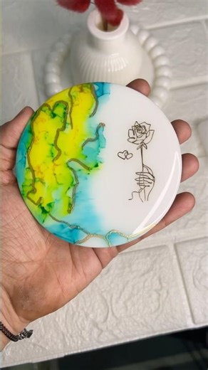 Resin ink art coaster #shorts