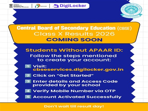CBSE class 10 result 2026: DigiLocker issues notification. Here's how students without APAAR ID can create account to check scores
