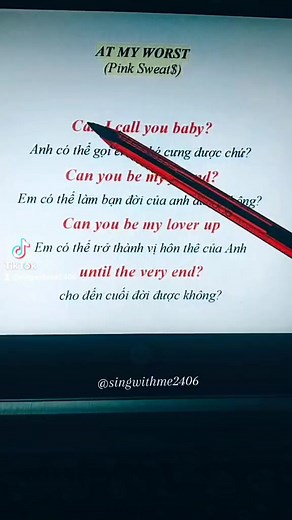 AT MY WORST #atmyworst #pinksweats #lyrics #music #amnhac #singwithme #English #tienganh #learnenglish #hoctienganh #tinhyeu #learn | VN Crafted Touch
