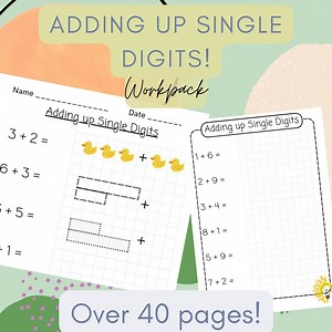 Adding Single Digit Numbers Work Pack / Work Sheets - Etsy UK