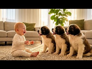 Baby and Puppies: Baby Barks at 10 Puppy Breeds & They Answer Back! 🐶😂