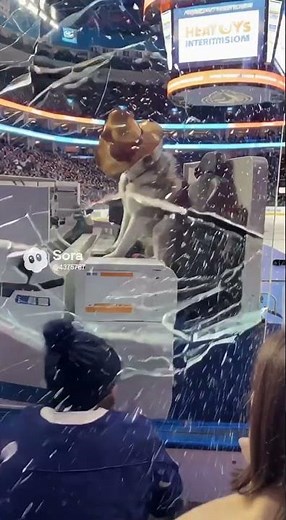 Dog Driving on Ice Crashes Into Glass Wall — Crowd Goes Wild 😂🐶🚗