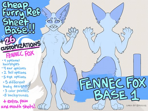 Furry Fennec Fox Reference Sheet Base