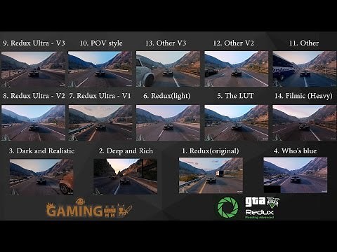 Grand Theft Auto 5 Redux ReShade Comparison (Filmic,POV style, Redux Ultra,Who's blue and More)