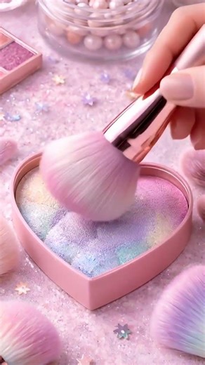 Gentle Makeup Brushing: ASMR Relaxation with Pastel Highlighters