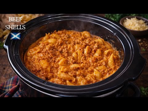 Creamy Beef Shells | Slow Cooker Pasta Recipe | Crockpot Pasta