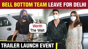 Akshay Kumar, Vaani Kapoor, Lara Dutta head to Delhi for Bell Bottom trailer launch. They were papped at Mumbai Airport. | Bollywood Now