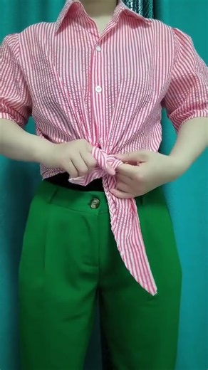 This Knot Trick Works on Every Shirt #fashionhack #styling #diy