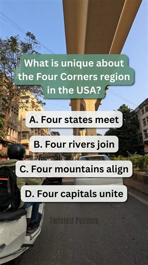 Can you name what is unique about the Four Corners region in the USA? 📍 | Twisted Puzzles