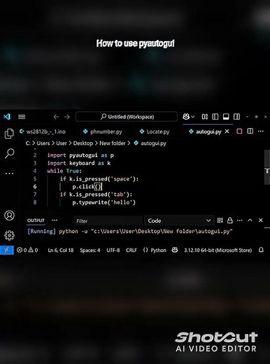 How to use pyautogui in python | #python | #create | #pythonprogramming | #coding | #keyboard