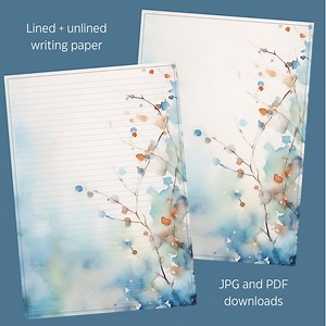 Printable Writing Paper With Soft Blue Watercolor Flowers - Etsy UK