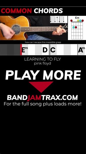 Learning To Fly by Pink Floyd | BANDJAMTRAX EASY GUITAR | Common Chords