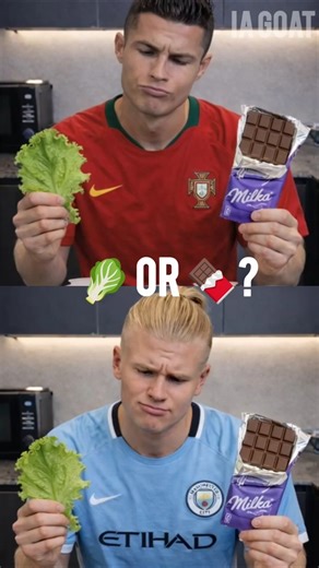 Ronaldo or Haaland Diet Trend? 🥬🍫 #ronaldoInShot
