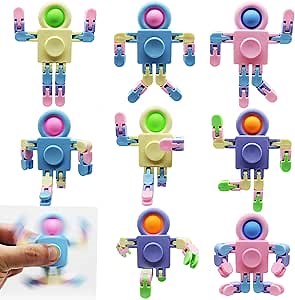 8 Pack Pop Fidget Spinner, Deformable Fidget Spinners for Kids, Wacky Tracks Fidget Toys, DIY Chain Robot Fingertip Toy for Goodie Bag Basket Stuffers Classroom Prizes Party Favors