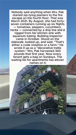 Fire escape garden feeds entire apartment building