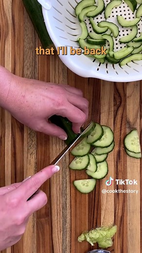 Watery cucumbers, be gone! With this technique your cucumber salads will stay fresh and crunch in the fridge for much much longer. #cucumber #cucumbersalad #tzatzikitip #cucumberwater #cookingtips #saladideas #cucumberrecipes