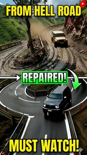 Impossible Mountain Road Transformed! 😱 #roadrepair #mountains #shortvideo