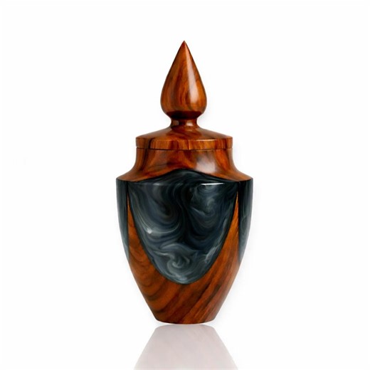 Handmade Wooden Cremation Urn - Black Resin Swirl, Memorial Keepsake - Etsy