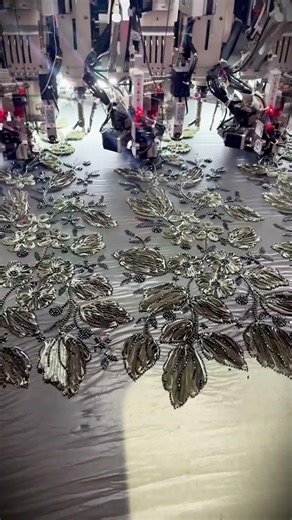 Advanced Computerized Embroidery Machine Creating Beautiful Textile Patterns #multiheadembroidery