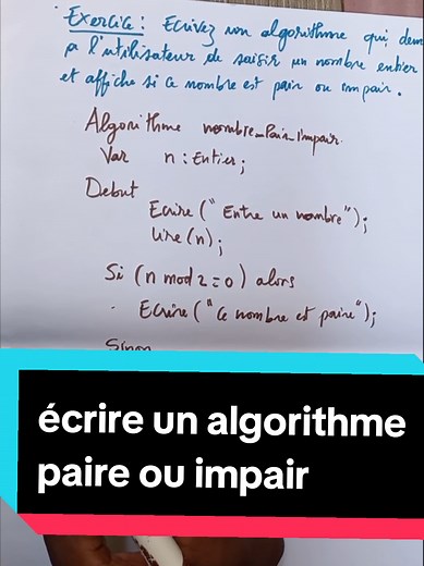 Écrire un algorithme pour déterminer pair ou impair
