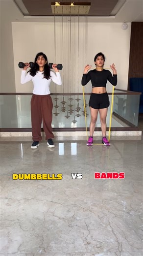 Nisha|Neeta fitness on Instagram: "Dumbbells vs resistance bands workout [home workout gym workout strength training Fatloss abs]"