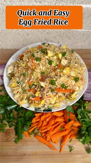 Egg Fried Rice My all-time favorite fried rice recipe is this Chinese-inspired one. It's incredibly tasty, incredibly quick and simple to prepare, and adaptable with any of your favorite add-ins. Ingredients:- * 6 eggs * 3 tablespoons olive oil * 2 cups of diced mixed vegetables, such as cabbage, carrots, onions * 3-4 minced garlic * 1/2 cup sliced scallions,green part * 1 tablespoon of salt * 4 cups cooked rice * 2 1/2 tablespoons soy sauce * 1/2 teaspoon Red chili/ Paprika powder * dash of gro