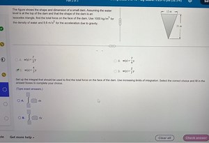 The figure shows the shape and dimension of a small dam. Assumi... | Filo