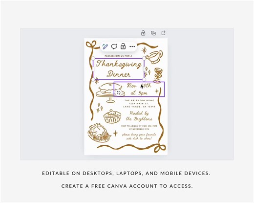 Friendsgiving Invitation Template, Editable Thanksgiving Invitation - Etsy