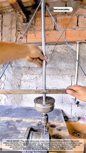 Manual Metal Drilling Tool with Rope-Powered Mechanism #craftedeveryday