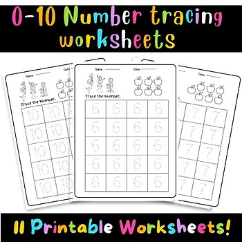 0-10 Number tracing worksheets, traceable numbers, preschool worksheets