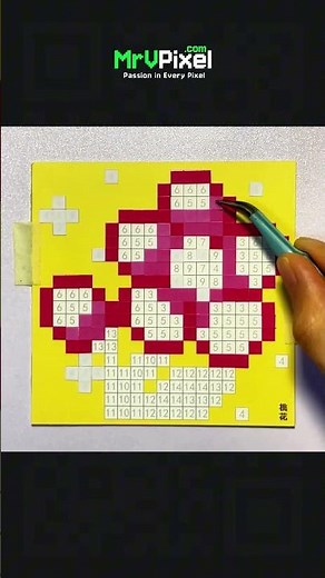 Building an 8-Bit Peach Blossom | Relaxing Pixel Art Mosaic & Satisfying DIY Craft ASMR