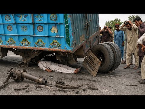 The overloaded Truck’s Tire Axle suddenly Broke while Driving | it was Repaired right on the road.