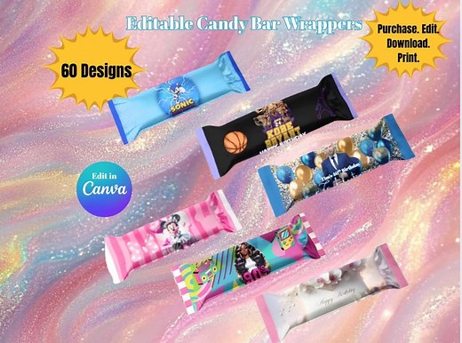 60 Editable Hershey Bar Wrapper Templates – Canva Party Favor Bundle | Fits 1.55 Oz Bars - Etsy