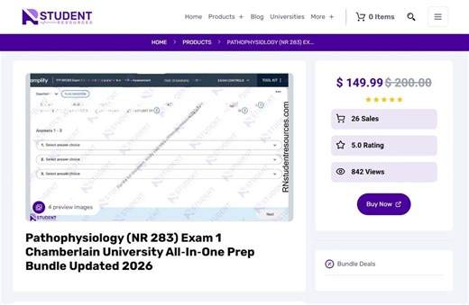 Pathophysiology (NR 283) Exam 1 Chamberlain University All‑in‑one Prep Bundle Updated 2026 - Etsy