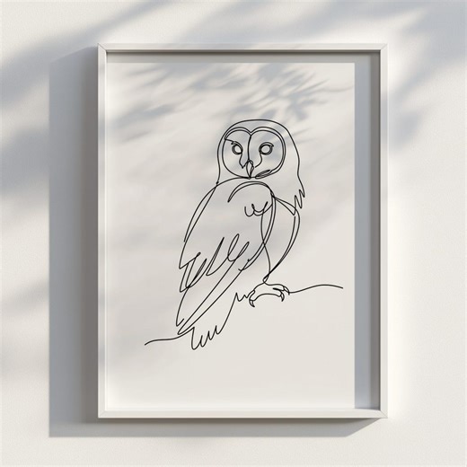 Owl Line Art | Minimalist Wild Animal Line Art | Digital Download Wall Art - Etsy