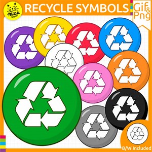 Recycle Symbols Clipart | Earth Day | Environment | PNG | GIFs