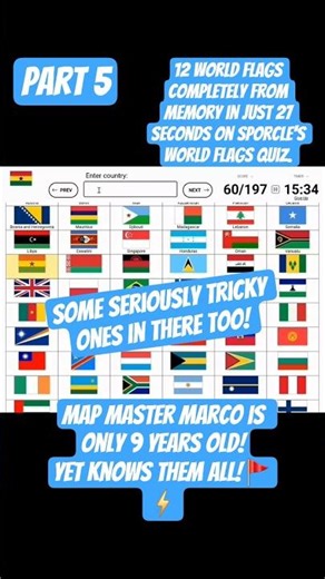 Part 5: 12 World Flags From Memory in 27 Seconds 🚩⚡ #shorts #viral #quiz #sporcle