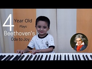 4 year old kid on piano playing Beethoven - 'Ode to Joy' from Symphony No.9
