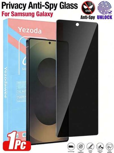 Yezodawee Shockproof Privacy Screen Protector 1-Pack Privacy Screen Protector For Galaxy S Series, Support 0.2s Fingerprint Unlocking, Compatible With Samsung Galaxy S25 Ultra S26 Ultra S26 Plus/S25+/S25/S24 Ultra/24 Plus/24/23/22/21, 25° Anti-Spy Tempered Glass, Full Cover, Anti-Fingerprint, Anti-Fall, Anti-Scratch, Zero Bubble, Phone Accessories, Birthday Gift, Anniversary Gift | SHEIN