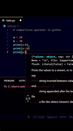 Comparison Operators in Python Explained 📘 #shorts #python