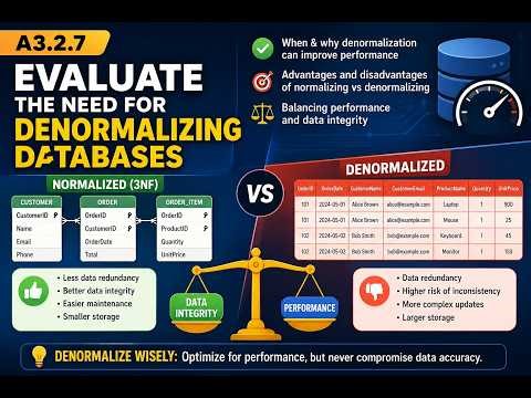 A3.2.7 Evaluate the need for denormalizing databases