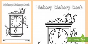 Hickory Dickory Dock Colouring Page