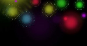 Download Animated motion graphic of multicolored fireworks on black background. for 4th of July, New Year, Diwali, Christmas, Festival Celebration. for free