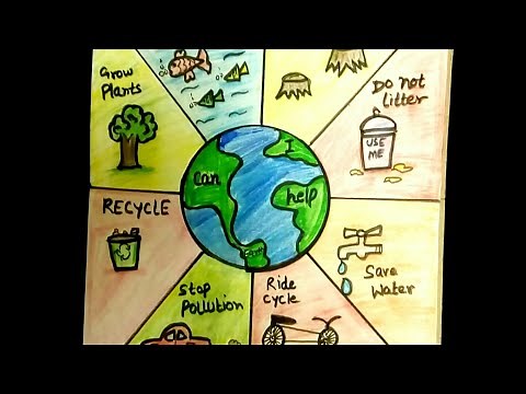 Save Earth Poster tutorial for kids || Save earth ,save environment drawing.