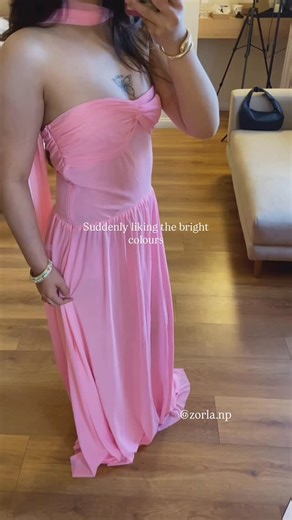 Zorla on Instagram: "Long Tube dress with Shwal 🎀 Size: S, M & L Color: Baby Pink #fashion #reels #zorla"