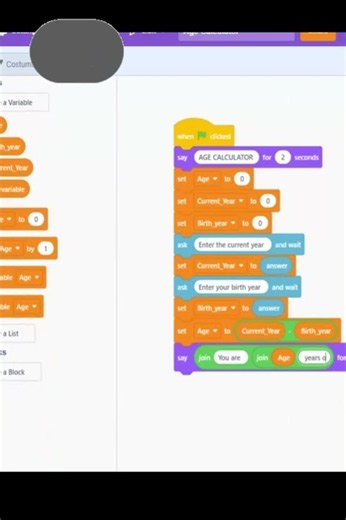 Build Age Calculator in Scratch. Beginner friendly #coding # #scratch # #programming