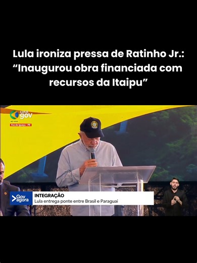 Ao comentar a tentativa de inauguração de obras em Foz do Iguaçu, o presidente Lula ironizou a pressa do governador Ratinho Jr. e destacou que os empreendimentos anunciados foram financiados integralmente com recursos da Itaipu Binacional. A declaração ocorre no contexto da entrega oficial da Ponte da Integração Brasil–Paraguai, obra custeada com recursos federais e colocada em operação de forma gradual, sob coordenação dos órgãos técnicos responsáveis. Parte das intervenções associadas, como a 